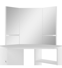 Coiffeuse d'angle Table de maquillage cosmétique Blanc