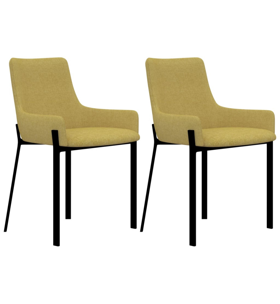 Chaises à manger lot de 2 jaune tissu