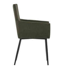 Chaises à manger avec accoudoirs lot de 6 marron tissu