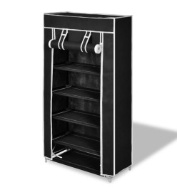 Armoire à chaussures avec housse 58 x 28 x 106 cm Tissu Noir