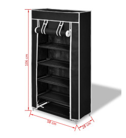 Armoire à chaussures avec housse 58 x 28 x 106 cm Tissu Noir