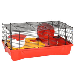 Cage pour hamsters rouge 58x32x36 cm polypropylène et métal