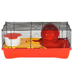 Cage pour hamsters rouge 58x32x36 cm polypropylène et métal