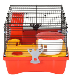 Cage pour hamsters rouge 58x32x36 cm polypropylène et métal