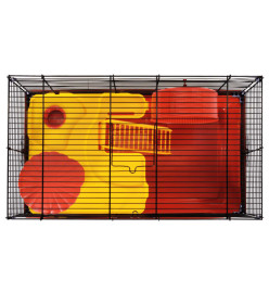 Cage pour hamsters rouge 58x32x36 cm polypropylène et métal