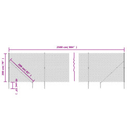 Clôture à mailles losangées avec piquet d'ancrage vert 2x25 m