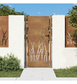 Portail de jardin 105x180 cm acier corten conception d'herbe