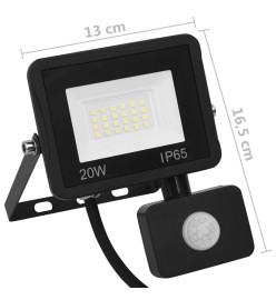 Projecteur à LED avec capteur 20 W Blanc chaud