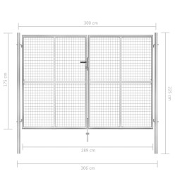 Porte de jardin Acier galvanisé 306x225 cm Argenté