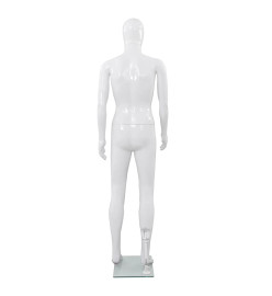 Mannequin homme corps complet base verre Blanc brillant 185 cm