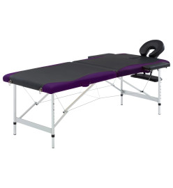 Table de massage pliable 2 zones Aluminium Noir et violet