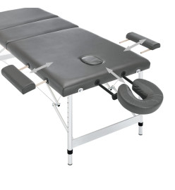 Table de massage 3 zones Cadre en aluminium Anthracite 186x68cm