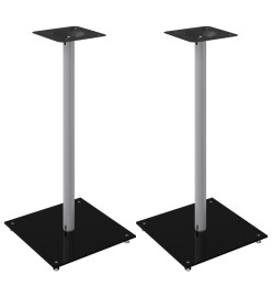 Supports de haut-parleurs 2 pcs noir et argenté 1 pilier