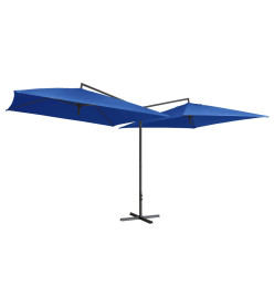 Parasol double avec mât en acier 250 x 250 cm Bleu azuré