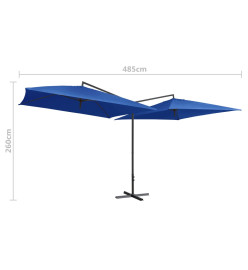 Parasol double avec mât en acier 250 x 250 cm Bleu azuré