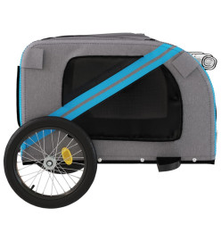 Remorque de vélo pour chien bleu et gris tissu oxford et fer