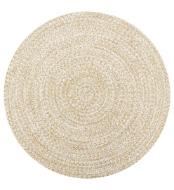 Tapis fait à la main Jute Blanc et naturel 120 cm