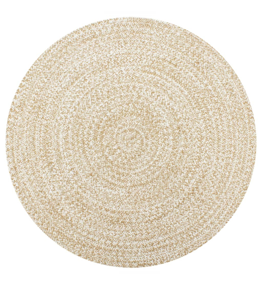 Tapis fait à la main Jute Blanc et naturel 120 cm