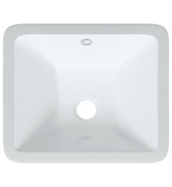 Évier de salle de bain blanc rectangulaire céramique