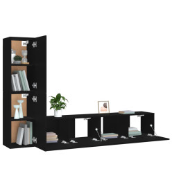 Ensemble de meubles TV 4 pcs Noir Bois d'ingénierie