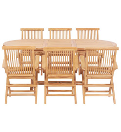 Meuble à dîner d'extérieur 7 pcs 150-200x100x75 cm Teck massif