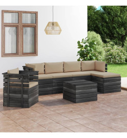 Salon palette de jardin 7 pcs avec coussins Bois de pin massif