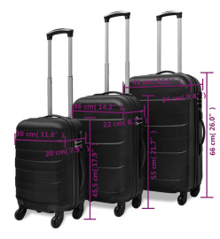 Ensemble de valises rigides 3 pcs Noir 45,5/55/66 cm