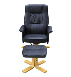 Fauteuil avec repose-pied Noir Similicuir