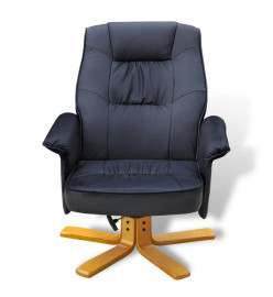 Fauteuil avec repose-pied Noir Similicuir