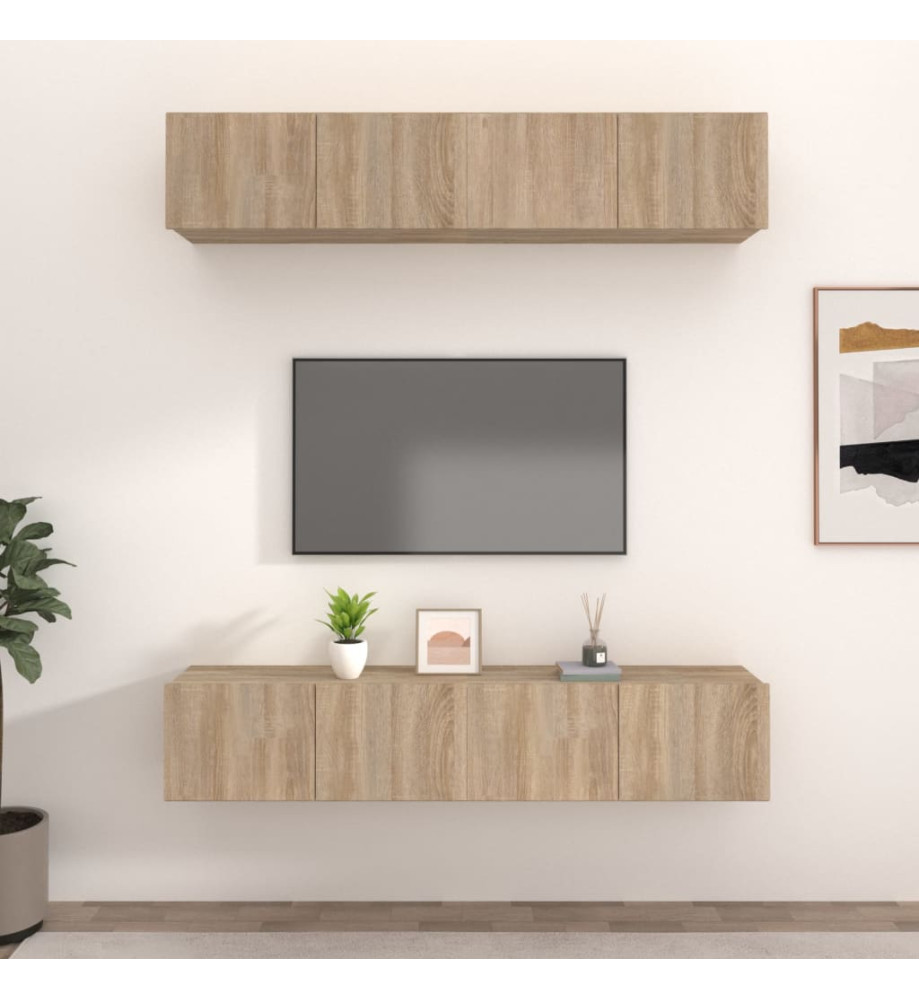 Meubles TV 4 pcs Chêne Sonoma 80x30x30 cm Bois d'ingénierie