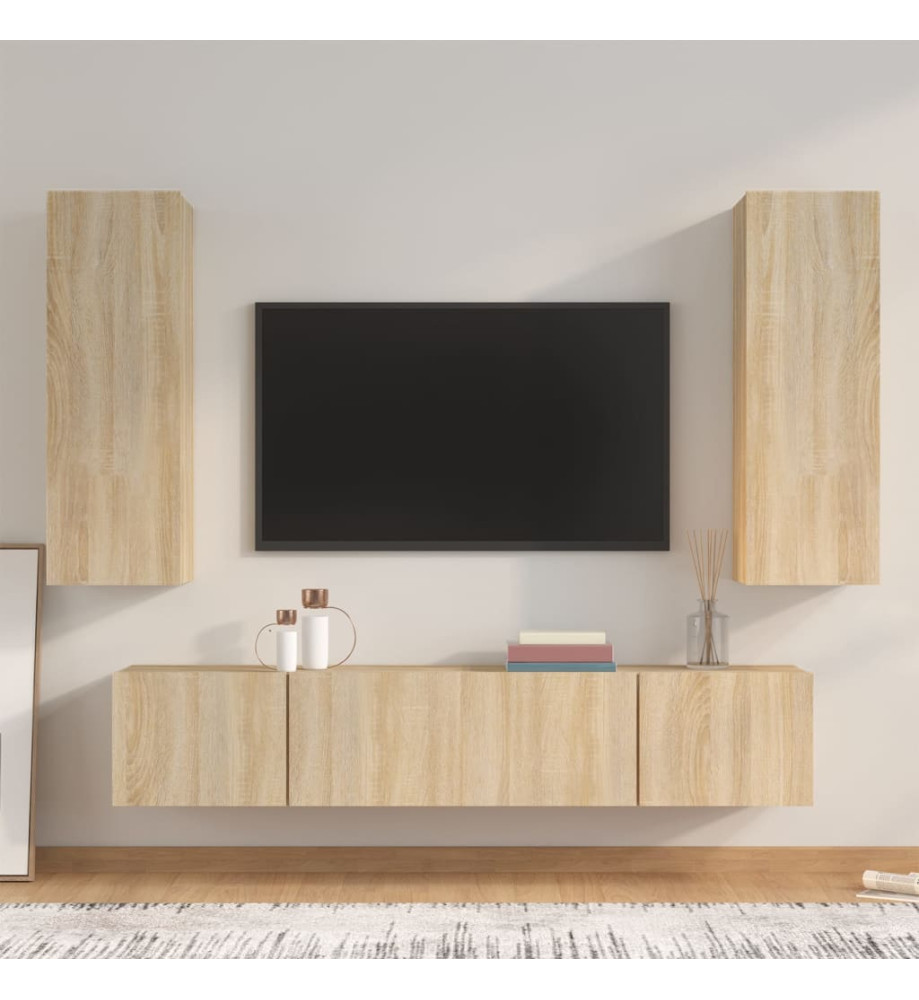 Ensemble de meubles TV 4 pcs Chêne sonoma Bois d'ingénierie