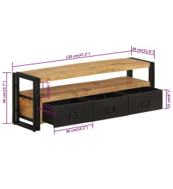 Meuble TV 120x30x40 cm Bois massif de manguier