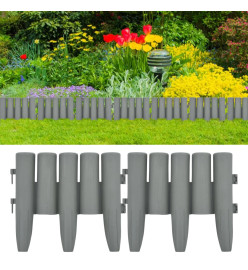 Bordures de pelouse 36 pcs Gris 10 m PP