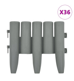 Bordures de pelouse 36 pcs Gris 10 m PP