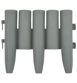 Bordures de pelouse 36 pcs Gris 10 m PP