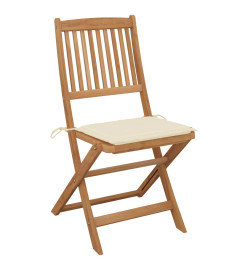 Chaises pliables de jardin 6 pcs avec coussins Bois d'acacia