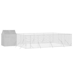 Chenil d'extérieur pour chiens avec toit argenté 10x6x2,5 m