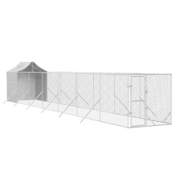 Chenil d'extérieur pour chiens avec toit argenté 2x14x2,5 m