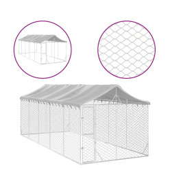 Chenil d'extérieur pour chiens avec toit argenté 3x7,5x2,5 m