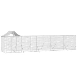 Chenil d'extérieur pour chiens avec toit argenté 10x2x2,5 m