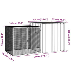 Cage pour poules Gris 200x91x100 cm Acier galvanisé