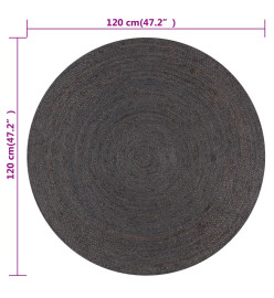 Tapis fait à la main Jute Rond 120 cm Gris foncé