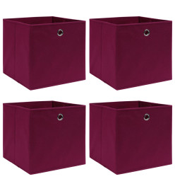 Boîtes de rangement 4 pcs Rouge foncé 32x32x32 cm Tissu