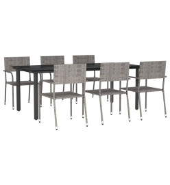 Ensemble à manger de jardin 7pcs gris/noir résine tressée/acier