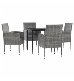 Ensemble à manger de jardin 5pcs gris/noir résine tressée/acier
