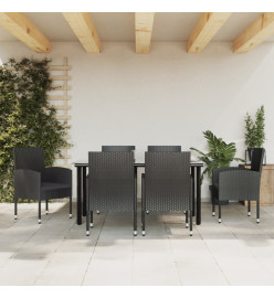 Ensemble à manger de jardin 7 pcs noir résine tressée et acier