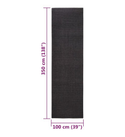 Tapis en sisal pour griffoir noir 100x350 cm