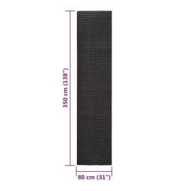 Tapis en sisal pour griffoir noir 80x350 cm