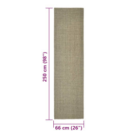 Tapis en sisal pour griffoir taupe 66x250 cm