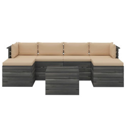 Salon palette de jardin 7 pcs avec coussins Bois de pin massif